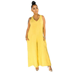 Sleeveless V Neck Summer Jumpsuit