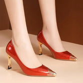 Rzsmtya Metal Accent Stiletto Pumps