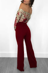 Elegant Off Shoulder Lace Jumpsuit