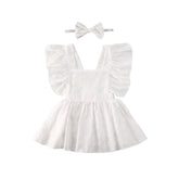2021 Baby Summer Clothing 2PCS Newborn Kids Baby Girl Clothes Lace Ruffled Romper Dress Floral Jumpsuit Solid White Outfits
