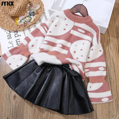 Kids Pleated PU Mini Skirt