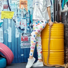 Women Leggings High Waist Cartoon Comic Beauty Print Trousers Soft Female Casual Elastic Pant
