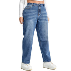 Washed Straight Denim Jeans