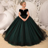 Green Tulle Girls Prom Gown