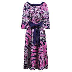 Polynesian Tapa Print Maxi Dress