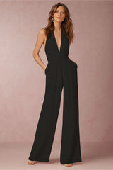 Chic Backless Solid Sleeveless Jumpsuit