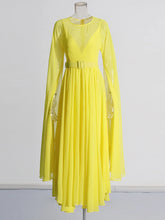 Retro Chiffon Maxi Belted Dress