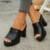 *Fashionable Comfortable Elegant Fashion High Heels Slippers Summer New Round Headed Fish Mouth Sexy Casual Slippers for Women