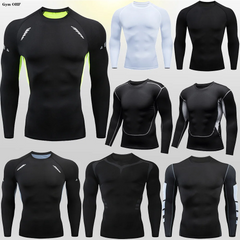 Gym Fitness T Shirt Men's Short Sleeve Summer Boxing Jersey Legging Men Rashguard Compression Pants Quick Dry Tight T-Shirts Men