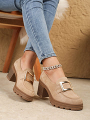 Women Retro Thick Sole Mary Jane Pumps