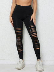 New European And American Solid Color Simple Milk Silk Leggings Nine Points Fashion Tight Black Broken Nine Points Pants Women