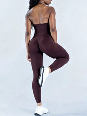 Women Yoga Set Seamless Sports Halter Neck Top Waist Trainer Leggings Suit Squat Proof Butt Lifting Workout Fitness Gym Clothing