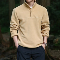 2025 Men Sweatshirt Turtleneck Half Button Pullover Male Polar Fleece Casual Basic Elegant Work Wear Winter Autumn Warm Jacket