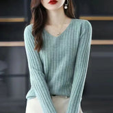 V Neck Office Knit Sweater