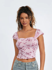 Floral Crop Street Top