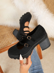 Women Square Heel Mary Jane Pumps