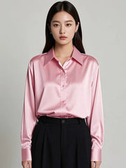 Elegant Korean Satin Office Shirt