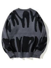 Geometric Knit Contrast Pullover Sweater