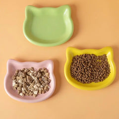 Pastel Cat Head Feeding Dish