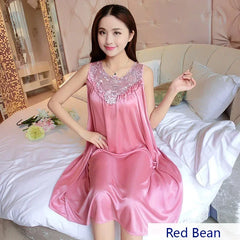 Embroidery Transparent Slip Sleepwear for Sleeping Big Size Night Dress Sexy Lingerie Nightgown Women Home Clothing