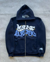 Hooded zipper hoodie with retro American-style letters, unisex, suitable for pairing with a millennial-style jacket
