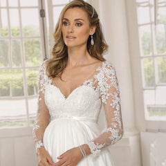 Elegant Lace Maternity Wedding Gown
