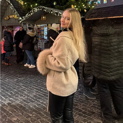 Fox Fur Woolen Coats Women's Short Coat Office Lady Removable Elegant Double-sided Wool Overcoat 2025 New Cardigan Jacket