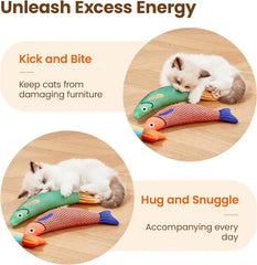 Cat Toys Fish,Teeth Grinding Catnip Toys,Soft and Durable,Kitten Toys Interactive Sounding Cat Chew Bite Plush Toys Cat Supplie