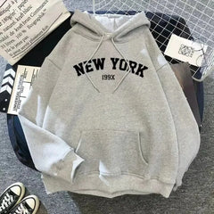 Hoodie Europe and America Sweatshirts for Women New York Letter y2k Autumn Winter Casual Long Sleeve Pullover with Pockets