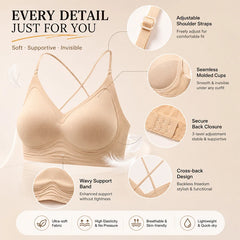 High Elastic Sports Bra 3 Ways Wearing Cross Back Wireless Padded Brassiere Breathable Invisible Yoga Fitness Workout Lingerie