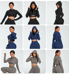 Ensemble Female 3 Pieces Yoga Set Gym Workout Clothes for Women Sport Long Sleeve Hoodie Sweater Active Wear Sport Set Tracksuit