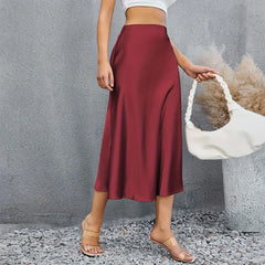 Satin A-Line Midi Skirt