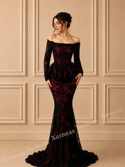 Customized Temperament Elegant Off-the-shoulder Evening Gowns for Banquet Lace Wedding Party Dress High Quality