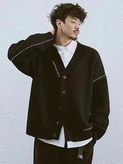 Retro Patchwork Knit Cardigan