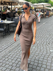 Elegant Collar Side Slit Dress