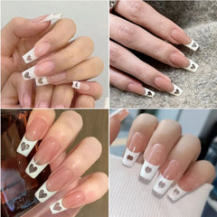 Heart Hollowed-out False Nails Art Tips 504/120pcs/bag Natural&Clear Press On Acrylic Nails UV Polish Board Patch Manicure Tools