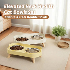 HOMEFISH Dopamine Multicoloured Tall Pet Feeder with Two Stainless Steel Bowls and Neck Support