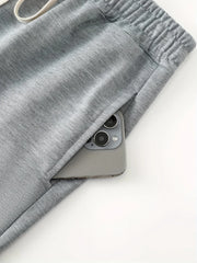 Women's Mid-Length Shorts Spring Summer Autumn Women's Shorts Elastic Waist Shorts with Dual Pockets