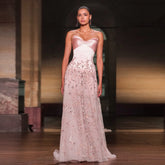 Pink Beaded Sweetheart Evening Gown