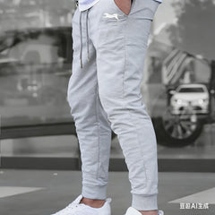 Men's Summer Casual Joggers, Elastic Drawstring Waist and Cuffs, Logo Print, Loose Fit, Comfortable Fabric, Sports Pants