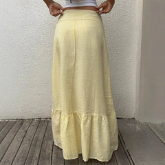 Skirt Long Women's Skirts Female Clothing Woman Cuteore Spring Summer High-Waisted Striped Casual Vacation Style Half-Dress