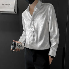 Slim Luxury Print Shirt Men