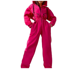Fleece Hooded Wide Leg Jumpsuit