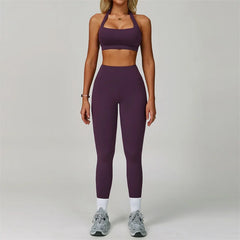 TRY TO BN Gym Sets Woman 2 Piece Yoga Backless Top Women's Tracksuit High Waisted Leggings Butt Lifting Fitness Workout Clothes