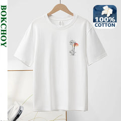 Chinese Print Cotton Summer Tee