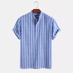 Modern Linen Stripe Shirt Men