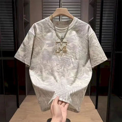 2026 Trendy T-shirts Men Fashion Casual Loose Heavy Industry Printed Tshirt Men's Short Sleeved Top Half Sleeve Personalized T