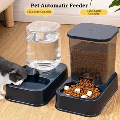 1.2L/1.5L Pet Automatic Feeder Plastic Large Capacity Cat Dog Water Dispenser Feeder Set 3 Colors 2 Styles