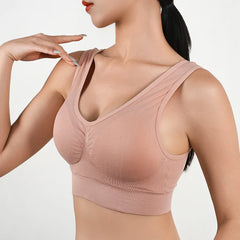 Women Breathable Sports Bra Absorb Sweat Shockproof Padded Gym Running Fitness Double Layer Seamless Yoga Sports Bras Underwear