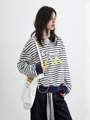 Striped Dog Print Loose Tee
